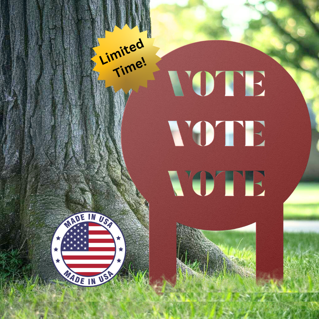 Vote Round Staked Lawn Sign