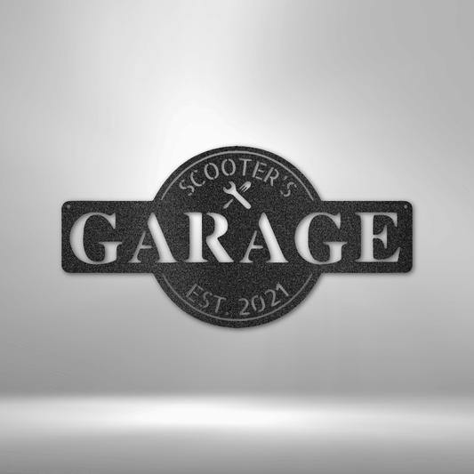 "Garage" Badge - Steel Sign - Orange Ironworks