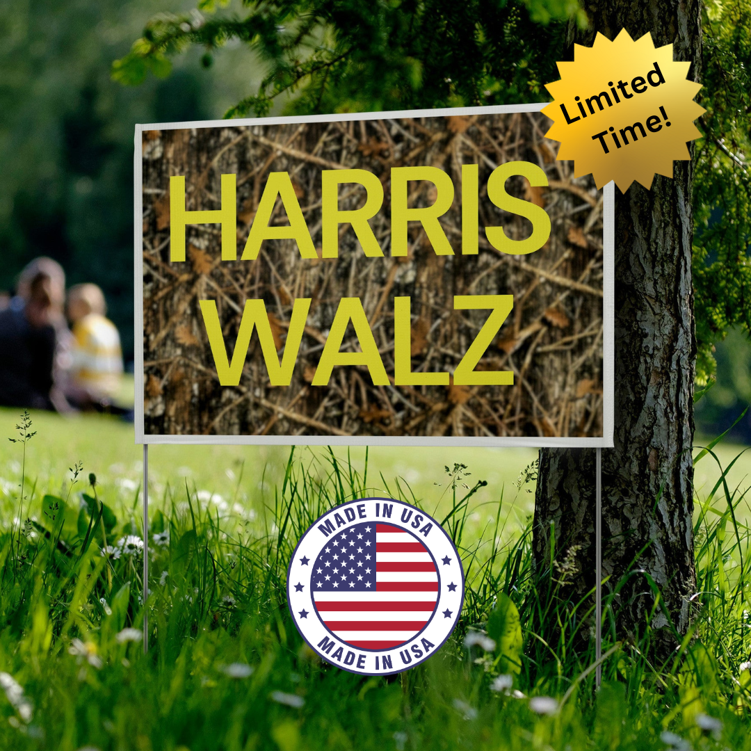 Camo Harris Walz Yard Sign