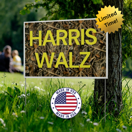 Camo Harris Walz Yard Sign