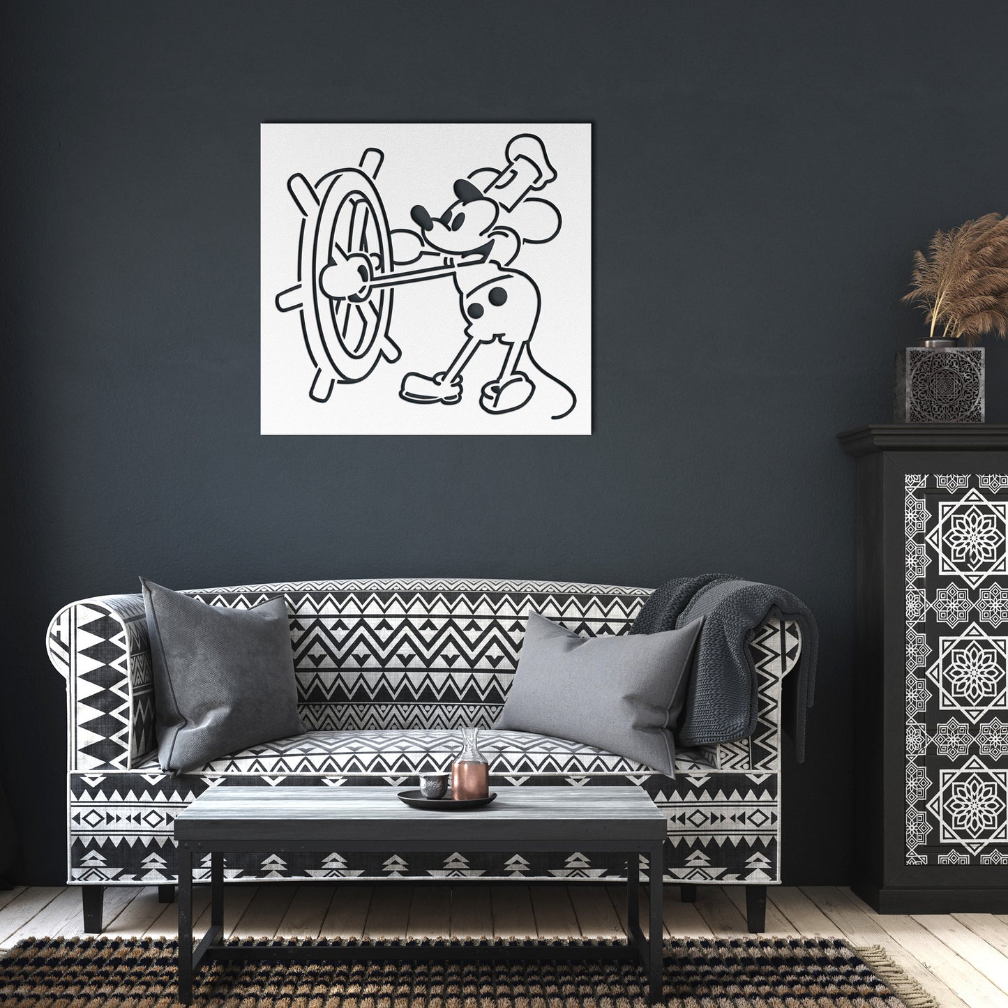 Steamboat Willie Block Design - Steel Art