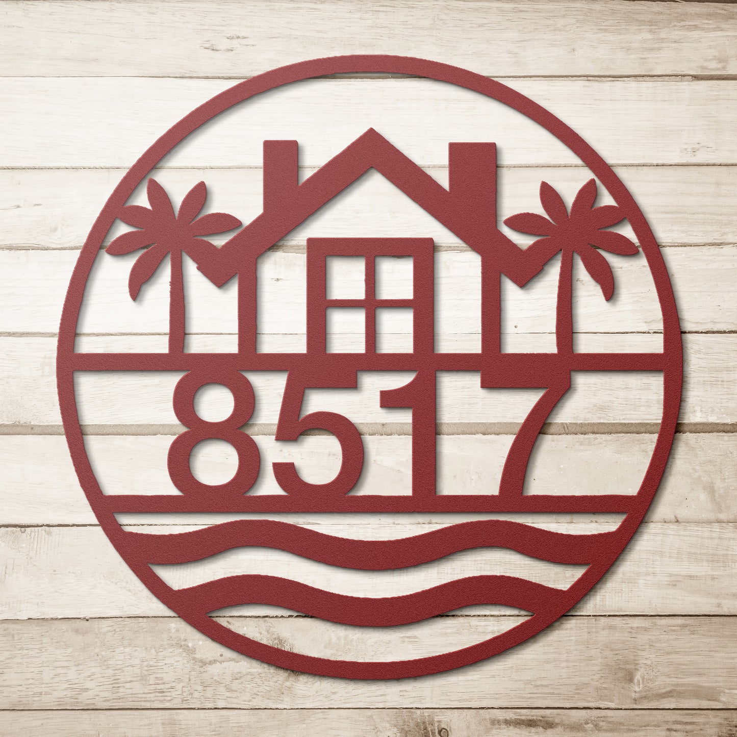 Tropical House Numbers Metal Steel Address Sign Palm Trees Beach House Decor Housewarming Gift